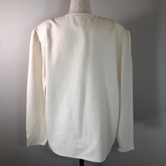 Vintage 100% Natural Woven Silk Puff-Sleeve Top - Picture 2 of 8